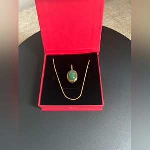 New Savvy Cie Snake Chain 22” w Green Aventurine pendant